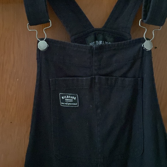 Wildfang Essential Overall Stretch Cotton Shorts Overalls XSmall Black Unisex - Picture 2 of 8